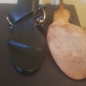 AUTHENTIC BLACK LEATHER GUCCI HIGH HEEL SANDALS